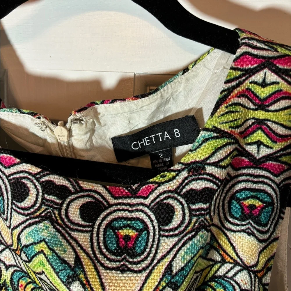 Multicolor Geometric Pattern Dress Chetta B - Picture 3 of 3